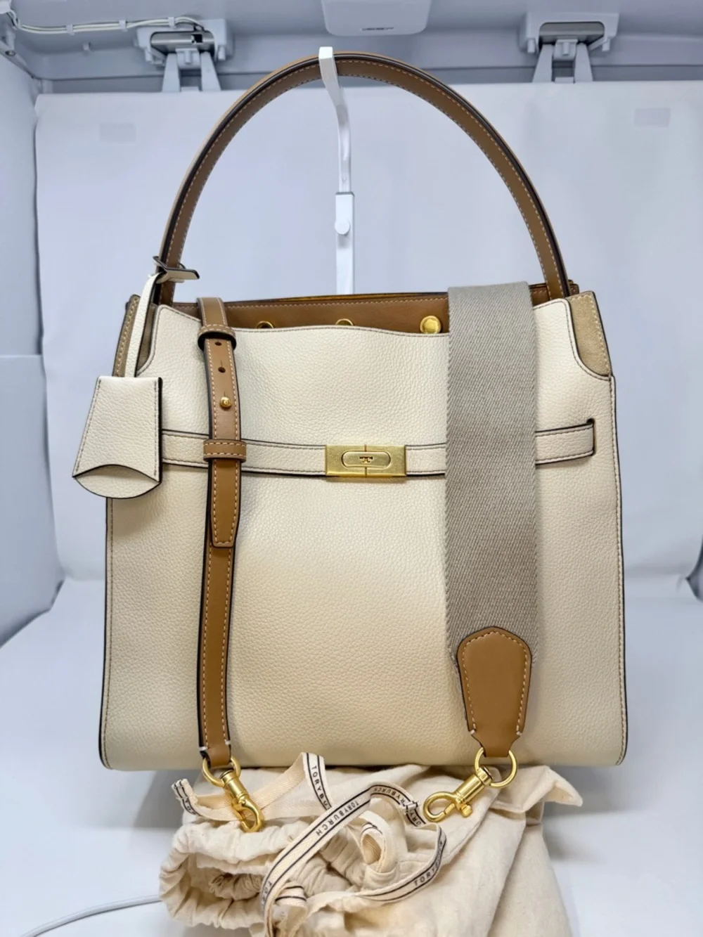 Tory Burch Lee Radziwill Large Ltd Ed Pebble Leather Monogram Jacquard Double